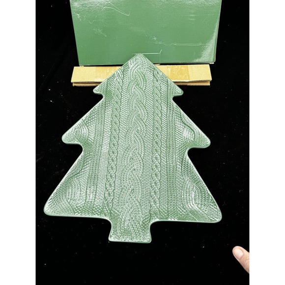 Melamine Knit Sweater Motif Design Christmas Platter Tree Brand New In Box! - Picture 10 of 11